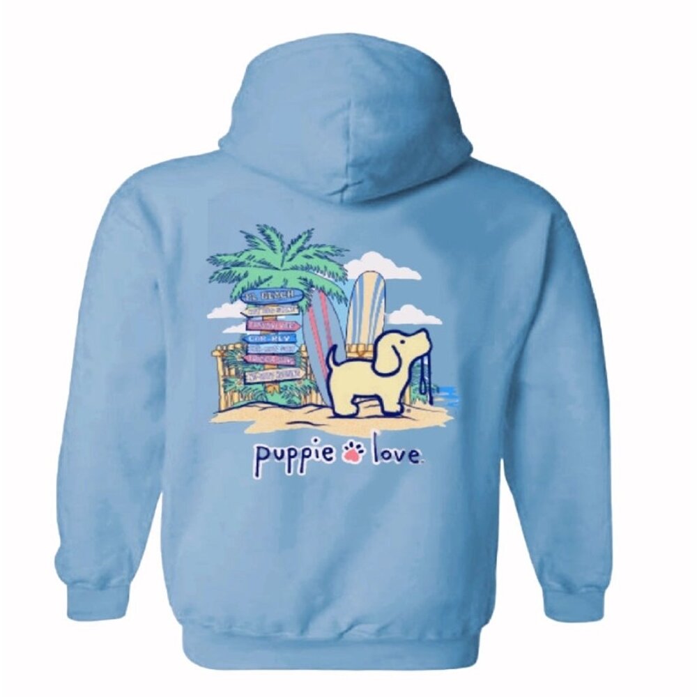 Puppie Love Dog Beach Pup Blue Pullover Hoodie  NEW Fast Ship
